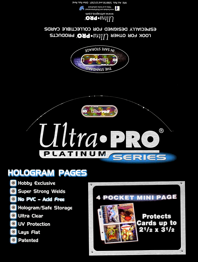 Ultra PRO: Platinum Hologram Mini 4-Pocket Pages - 2-Holes (2.5" x 3.5" / 100-Pack)