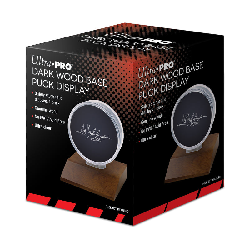 Ultra PRO: Display - Hockey Puck Wood Base (Dark Wood Brown)