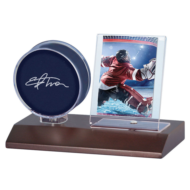 Ultra PRO: Display - Hockey Puck & Card Wood Base (Dark Wood Brown)